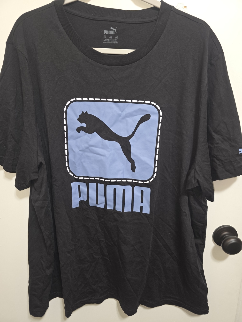 Puma Black T-Shirt with Light Blue Logo